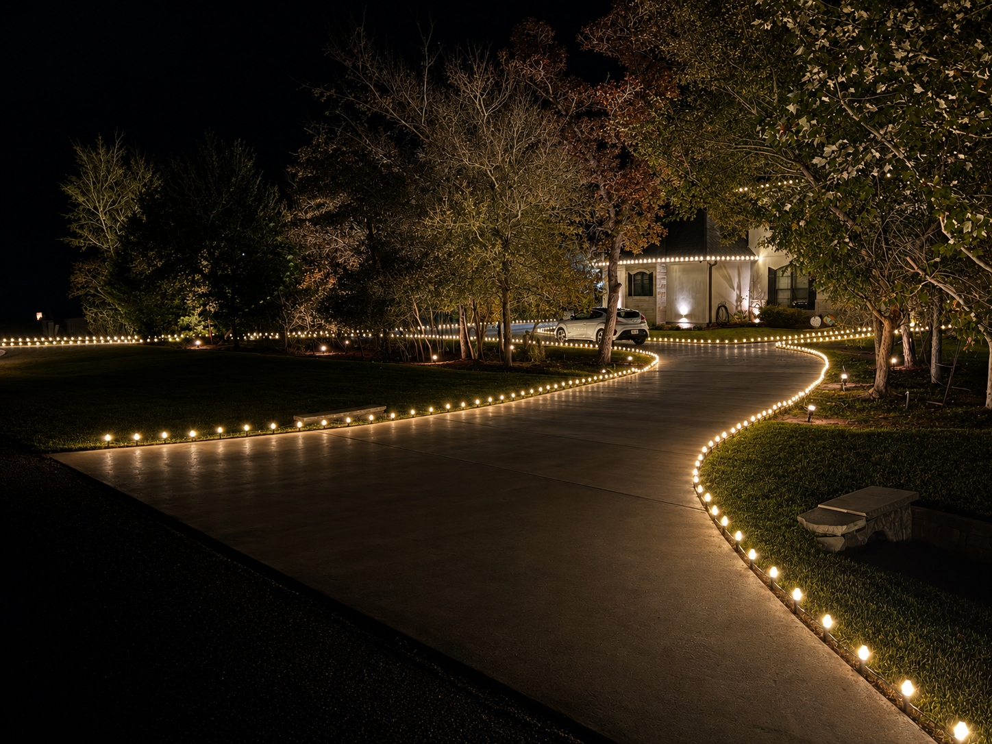 Wyatt Drive residence with Christmas lighting